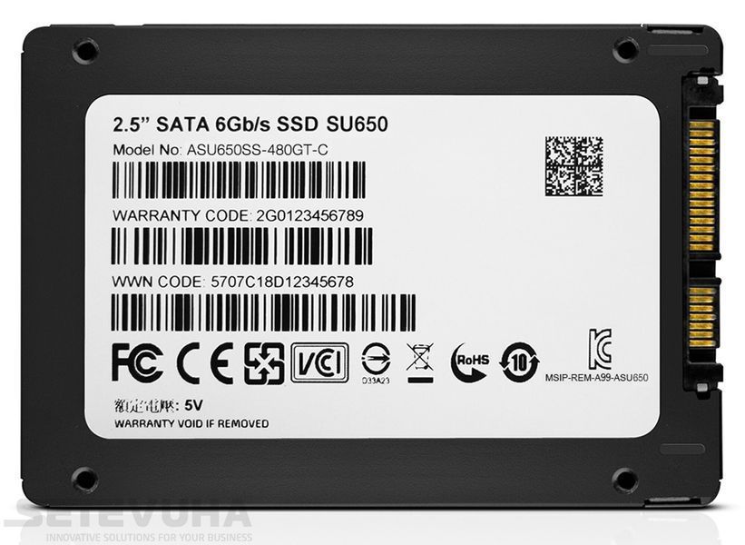 SSD диск ADATA SU650SS BLACK RETAIL 240ГБ SATA III 2.5" 3D NAND TLC (ASU650SS-240GT-R) H00000031831 фото