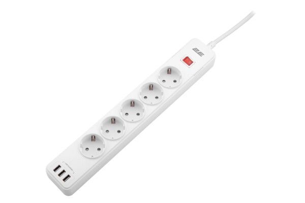 Удлинитель 2E 2м 5-розеточный 3xUSB (2x3.4A; 1x2.4A) EU (2E-SP515M2USBWH) H00000343931 фото