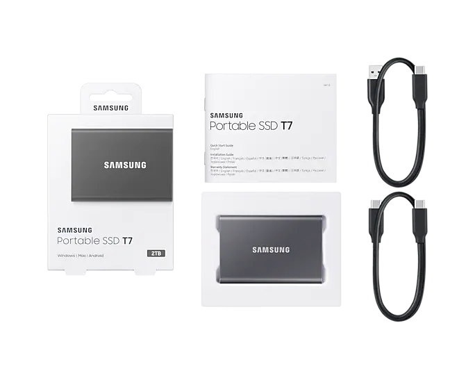 SSD диск Samsung Portable T7 2ТБ USB Type-C Portable 3D TLC (MU-PC2T0T/WW) H00000025373 фото