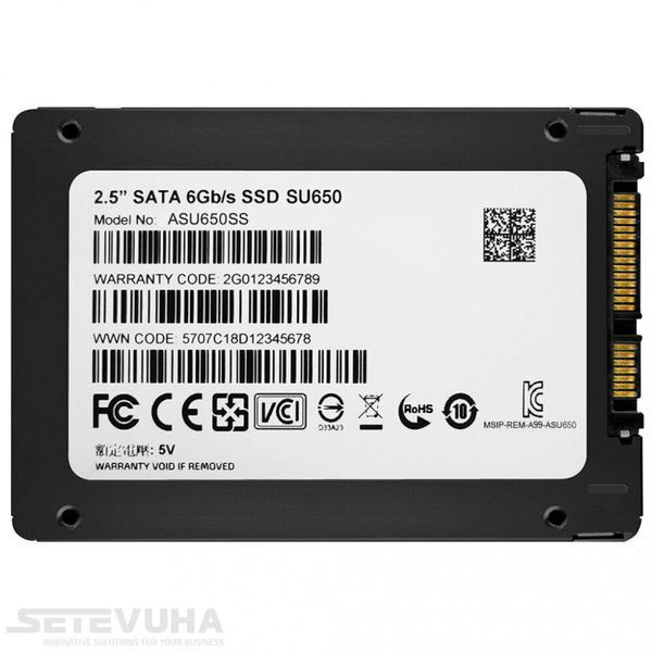 SSD диск ADATA Ultimate SU650 512ГБ SATA III 2.5" 3D NAND TLC (ASU650SS-512GT-R) H00000036937 фото