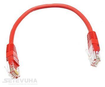 Патч корд Kingda UTP Cat. 5e 0.25 м PVC Червоний (PAUT3025-RD) H00000023280 фото