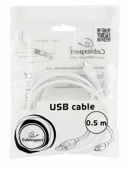 Кабель Cablexpert USB Type A - Micro-USB 0.5 м USB 2.0 (CCP-mUSB2-AMBM-W-0.5M) H00000180014 фото