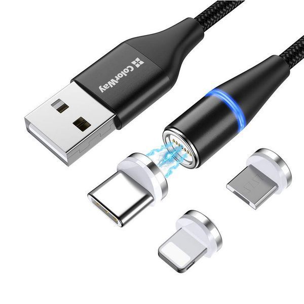 Кабель ColorWay USB Type A - Micro-USB USB Type C Apple Lightning 1 м (CW-CBUU038-BK) H00000204094 фото