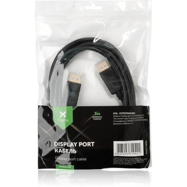 Кабель Vinga DisplayPort - DisplayPort 1.8 м (VCPDP1.8BK) H00000176067 фото