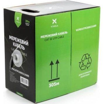 Кабель витая пара Vinga U/UTP Cat 6 PVC 4 х 2 х 0.57 (VCDCU6CA305) H00000439253 фото