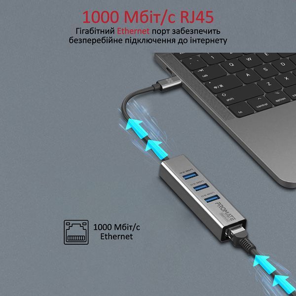 USB-хаб Promate (gigahub-c.grey) H00000432425 фото