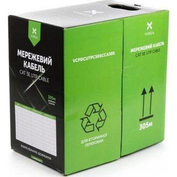 Кабель витая пара Vinga U/UTP Cat 6 PVC 4 х 2 х 0.57 (VCDCU6CA305OU) H00000439254 фото