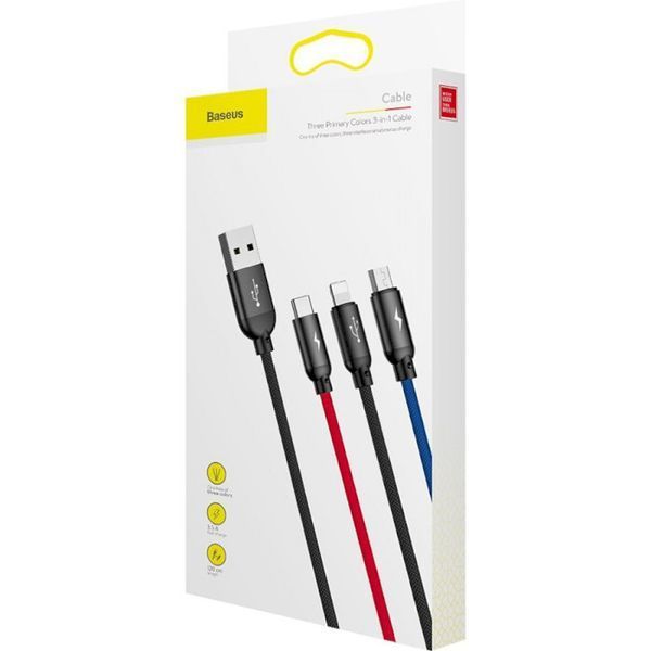 Кабель BASEUS USB Type A - Micro-USB USB Type C Apple Lightning 1.2 м (CAMLT-BSY01) H00000180316 фото