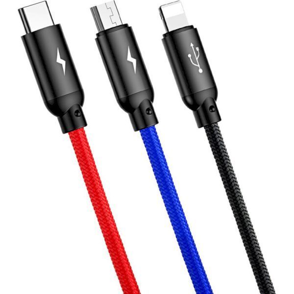 Кабель BASEUS USB Type A - Micro-USB USB Type C Apple Lightning 1.2 м (CAMLT-BSY01) H00000180316 фото