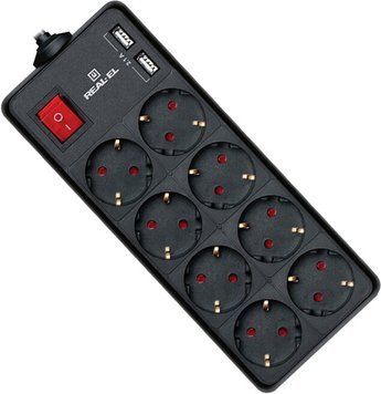 Мережевий фільтр REAL-EL 3м 8-розеточний USB A EU +2USB (EL122300004) H00000227481 фото
