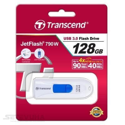 Флеш пам'ять USB Transcend JetFlash 790 128ГБ USB 3.2 (TS128GJF790W) H00000038243 фото