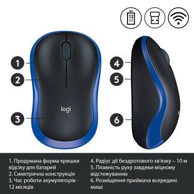 Миша Logitech M185 бездротова (910-002239) H00000037367 фото