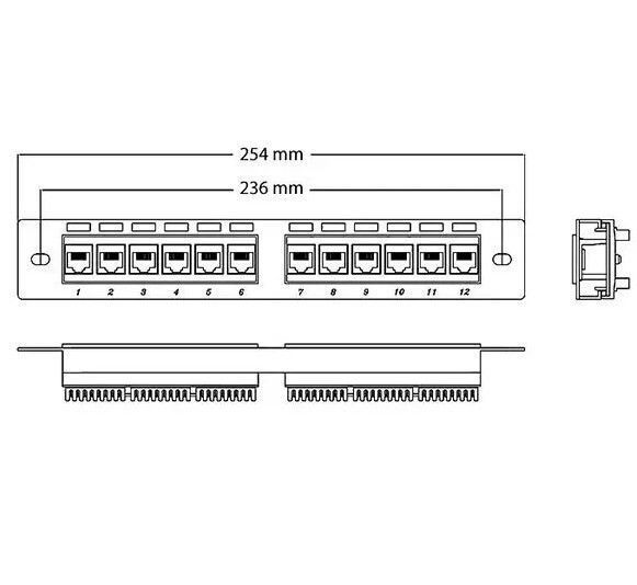 Патч-панель CMS 1U набірна 12 портів UTP (CMS-PP12K10-SL) H00000006212 фото
