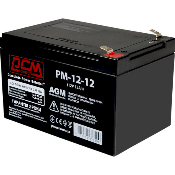 Акумуляторна батарея Powercom 12 Аг AGM 12 В (PM-12-12) H00000371855 фото