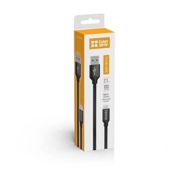 Кабель ColorWay USB Type A - Apple Lightning 1 м (CW-CBUL004-BK) H00000204073 фото