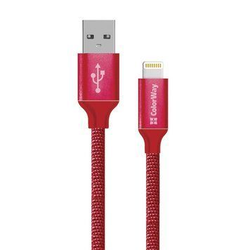 Кабель ColorWay USB Type A - Apple Lightning 2 м (CW-CBUL007-RD) H00000204076 фото
