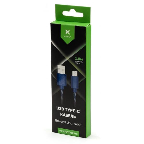 Кабель Vinga USB Type A - USB Type C 1 м USB 2.0 (VCPDCTCNB31B) H00000204218 фото