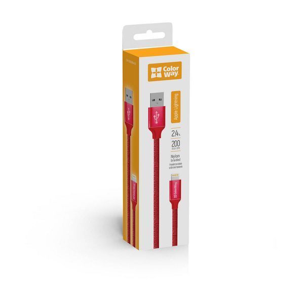 Кабель ColorWay USB Type A - Apple Lightning 2 м (CW-CBUL007-RD) H00000204076 фото