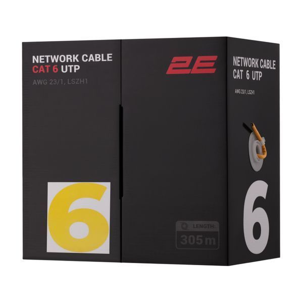 Кабель витая пара 2E U/UTP Cat 6 LSZH 4 х 2 х 0.57 (2E-CBL6EUTP-LSZH1-YLW) H00000395449 фото