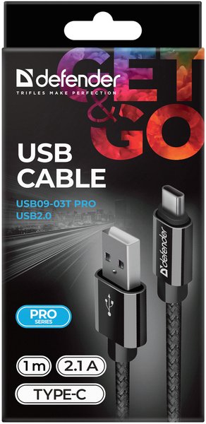 Кабель Defender USB Type A - USB Type C 1 м USB 2.0 (87814_Defender) H00000184552 фото