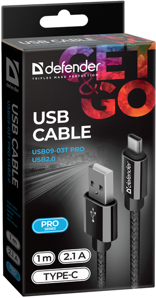 Кабель Defender USB Type A - USB Type C 1 м USB 2.0 (87814_Defender) H00000184552 фото