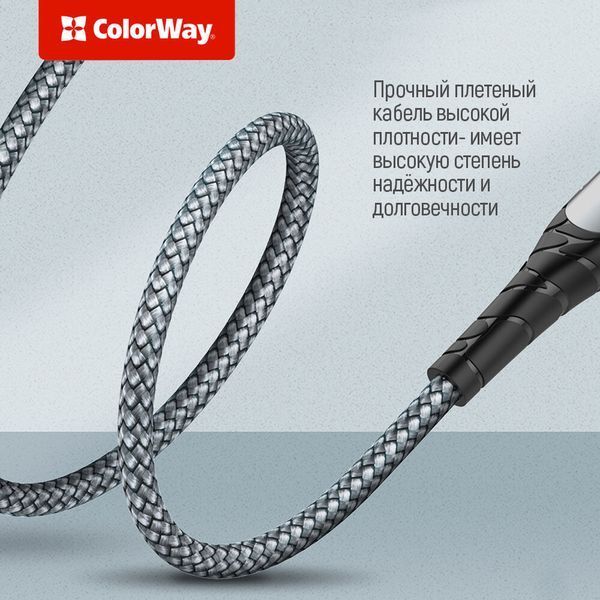 Кабель ColorWay USB Type C - Apple Lightning 1 м (CW-CBPDCL033-GR) H00000204061 фото