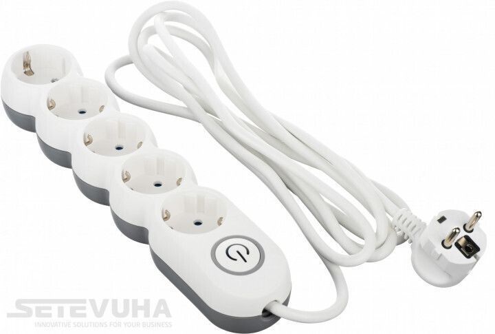 Сетевой фильтр 2E 3м 5-розеточный EU (2E-U05VESM3W) H00000023598 фото
