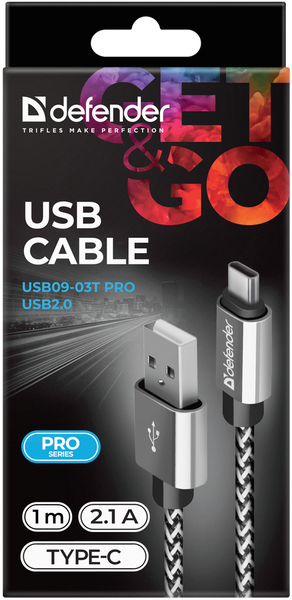 Кабель Defender USB Type A - USB Type C 1 м USB 2.0 (87815_Defender) H00000184553 фото