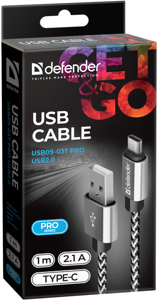 Кабель Defender USB Type A - USB Type C 1 м USB 2.0 (87815_Defender) H00000184553 фото