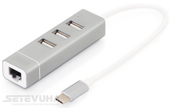 USB-хаб DIGITUS USB Type C - USB Type A RJ45 0,2 м (DA-70253) H00000015787 фото