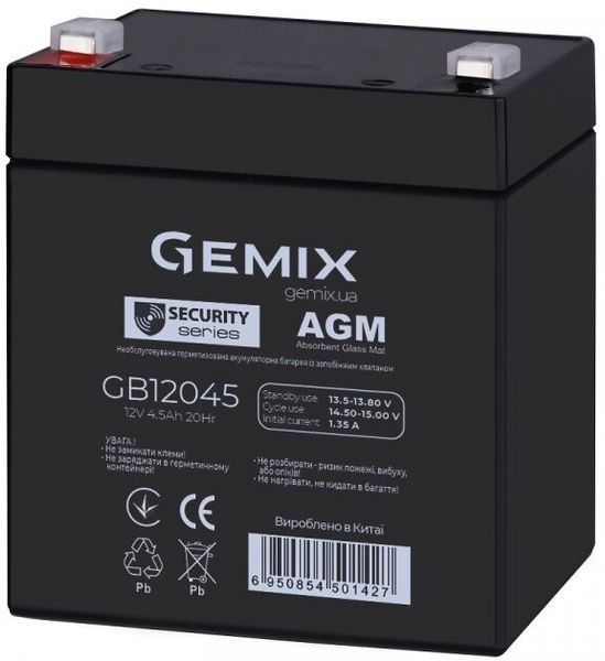 Аккумуляторная батарея Gemix 4.5 Ач AGM 12 В (GB12045) H00000047117 фото