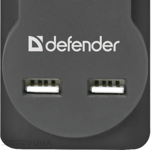 Сетевой фильтр Defender 1,8м 5-розеточный EU + 2USB (99751) H00000034933 фото