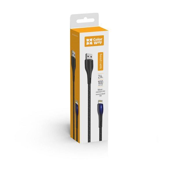 Кабель ColorWay USB Type A - Apple Lightning 1 м (CW-CBUL034-BK) H00000204083 фото