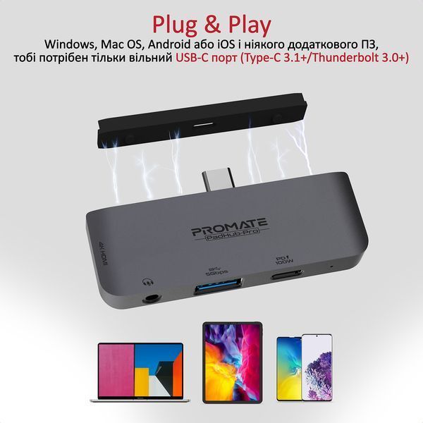 USB-хаб Promate (padhub-pro.grey) H00000446008 фото