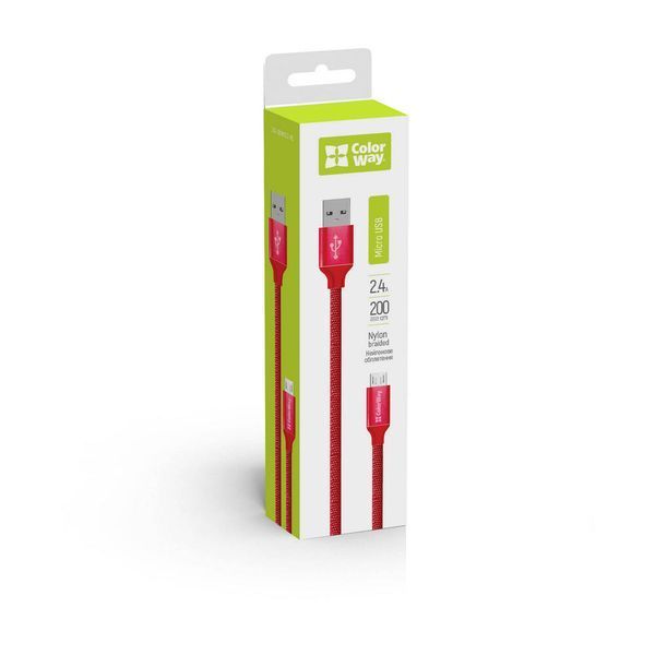 Кабель ColorWay USB Type A - Micro-USB 2 м (CW-CBUM009-RD) H00000204087 фото