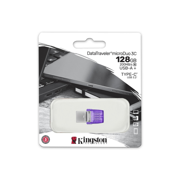 Флеш память USB Kingston DataTraveler microDuo 3C 128ГБ USB Type-C USB 3.2 (DTDUO3CG3/128GB) H00000230784 фото