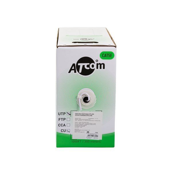 Кабель витая пара Atcom Premium FTP Cat 5e PVC 4 х 2 х 0,50 (Atcom_3800) H00000252492 фото