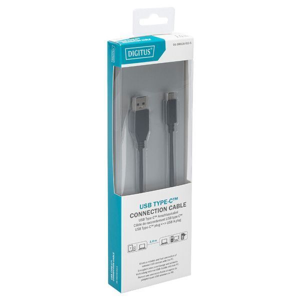 Кабель DIGITUS USB Type A - USB Type C 1 м USB 3.0 (USB 3.1 Gen 1) (AK-300136-010-S) H00000015780 фото
