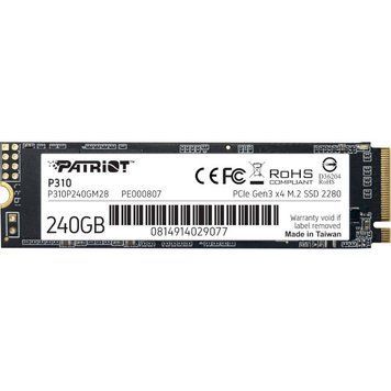 SSD диск Patriot P310 240ГБ PCIe 3.0 x4 М.2 2280 3D NAND TLC (P310P240GM28) H00000221910 фото