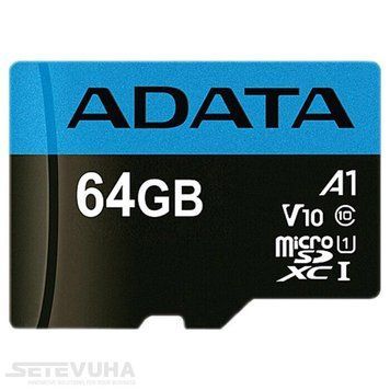 Карта пам'яті ADATA microSD 64ГБ (AUSDX64GUICL10A1-RA1) H00000038286 фото