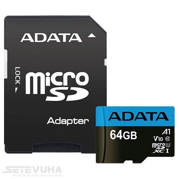 Карта пам'яті ADATA microSD 64ГБ (AUSDX64GUICL10A1-RA1) H00000038286 фото