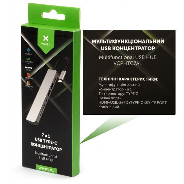 USB-хаб Vinga (VCPHTC7AL) H00000176956 фото