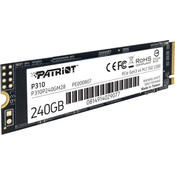 SSD диск Patriot P310 240ГБ PCIe 3.0 x4 M.2 2280 3D NAND TLC (P310P240GM28) H00000221910 фото