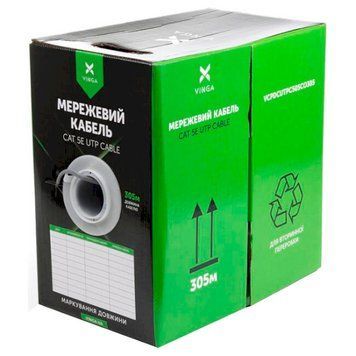 Кабель витая пара Vinga UTP Cat 5e PVC 4 х 2 х 0,50 (VCPDCUTPC505CO305) H00000159119 фото