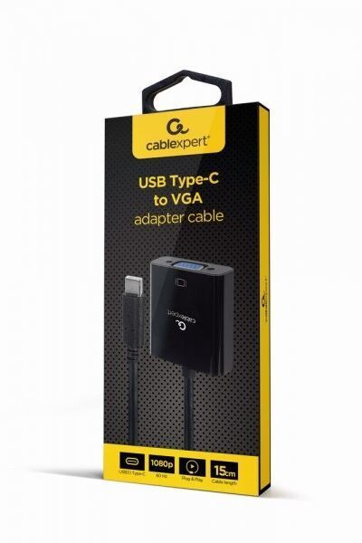 Адаптер-перехідник Cablexpert USB Type-C - VGA 0.15м Black (A-CM-VGAF-01) H00000319156 фото