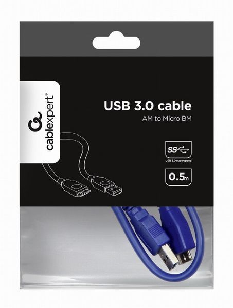 Кабель Cablexpert USB Type A - Micro-USB 0.5 м USB 3.0 (USB 3.1 Gen 1) (CCP-mUSB3-AMBM-0.5M) H00000412760 фото