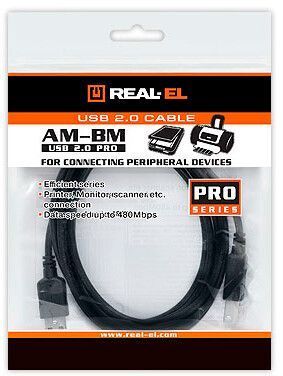 Кабель REAL-EL USB Type A - USB Type B 3 м USB 2.0 (EL123500027) H00000204106 фото