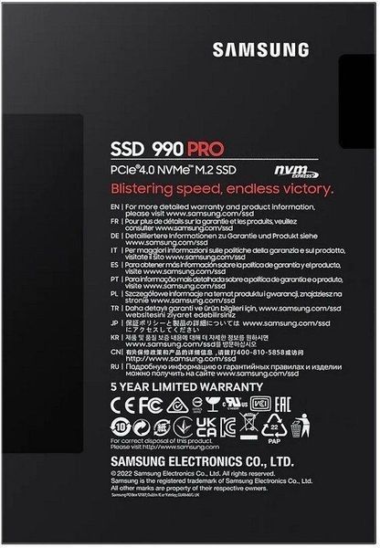 SSD диск Samsung 2ТБ PCI-E 4.0 4x М.2 2280 3D MLC (MZ-V9P2T0BW) H00000313368 фото