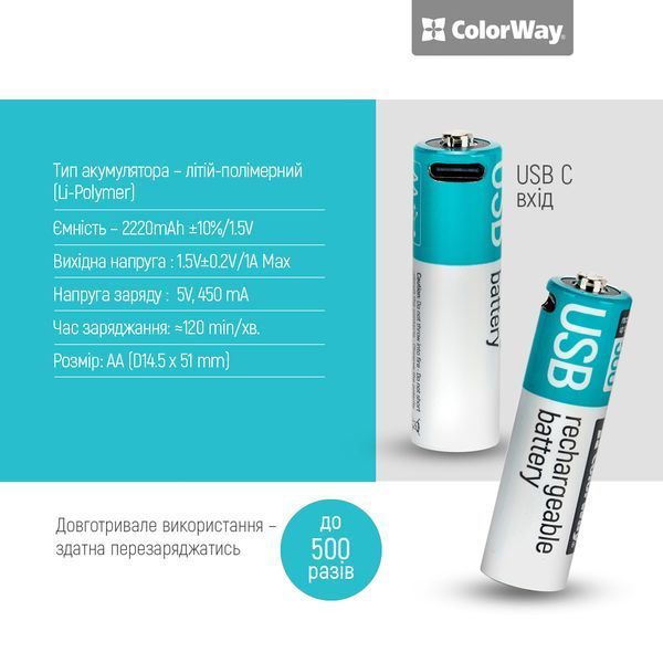 Акумулятор ColorWay (CW-UBAA-10) H00000479403 фото