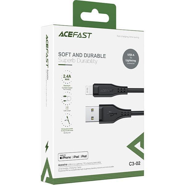 Кабель ACEFAST USB Type A - Apple Lightning 1.2 м USB 2.0 (AFC3-02B) H00000180149 фото